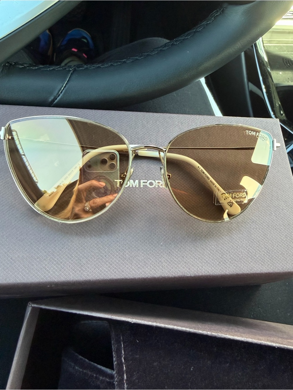 Tom Ford Gold and Brown Cat-Eye Women’s Sunglasses- Anais-02 TF 1005 32G